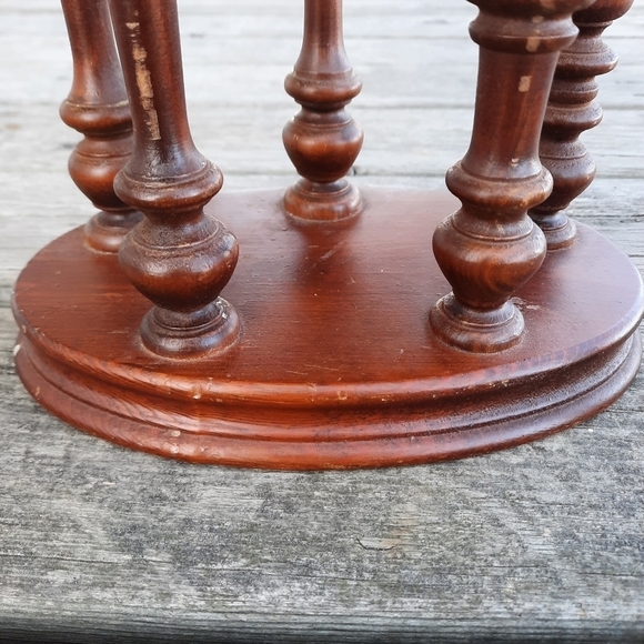 Vintage MCM mid-century modern dark wooden candlestick 5 graduated candelabra - Picture 9 of 9